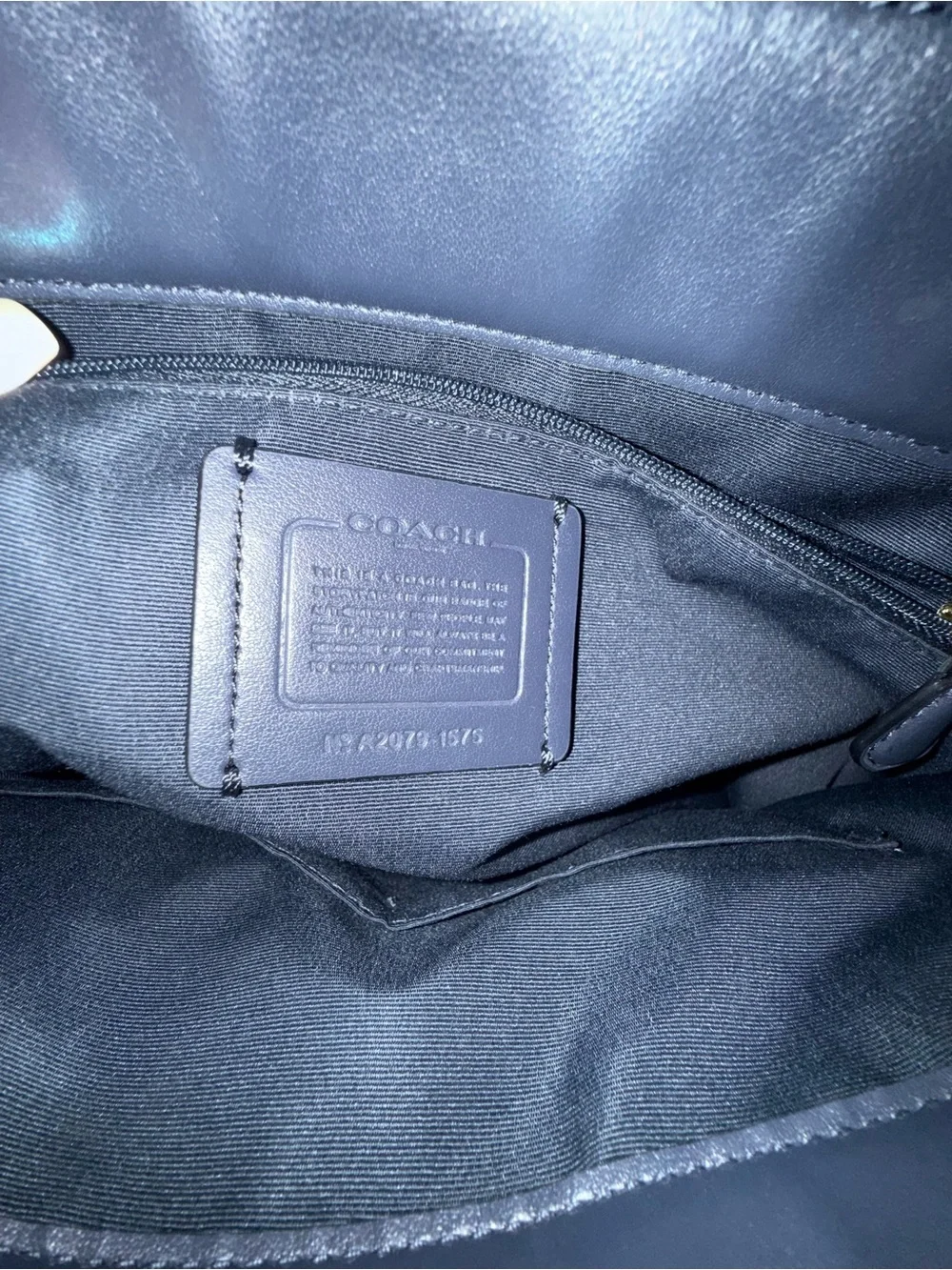 Coach Blue Pebbled Leather Tote with Signature Trim